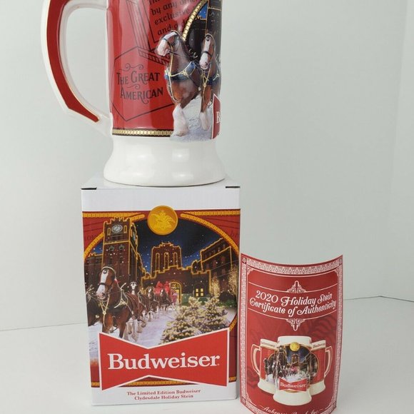 2020 Budweiser Holiday Beer Stein Clydesdale NIB/COA Christmas Mug 41st - Picture 2 of 4